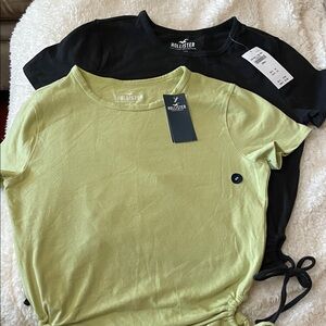 Hollister Women's Short Sleeve Baby T-Shirt Bundle in Light Green & Black